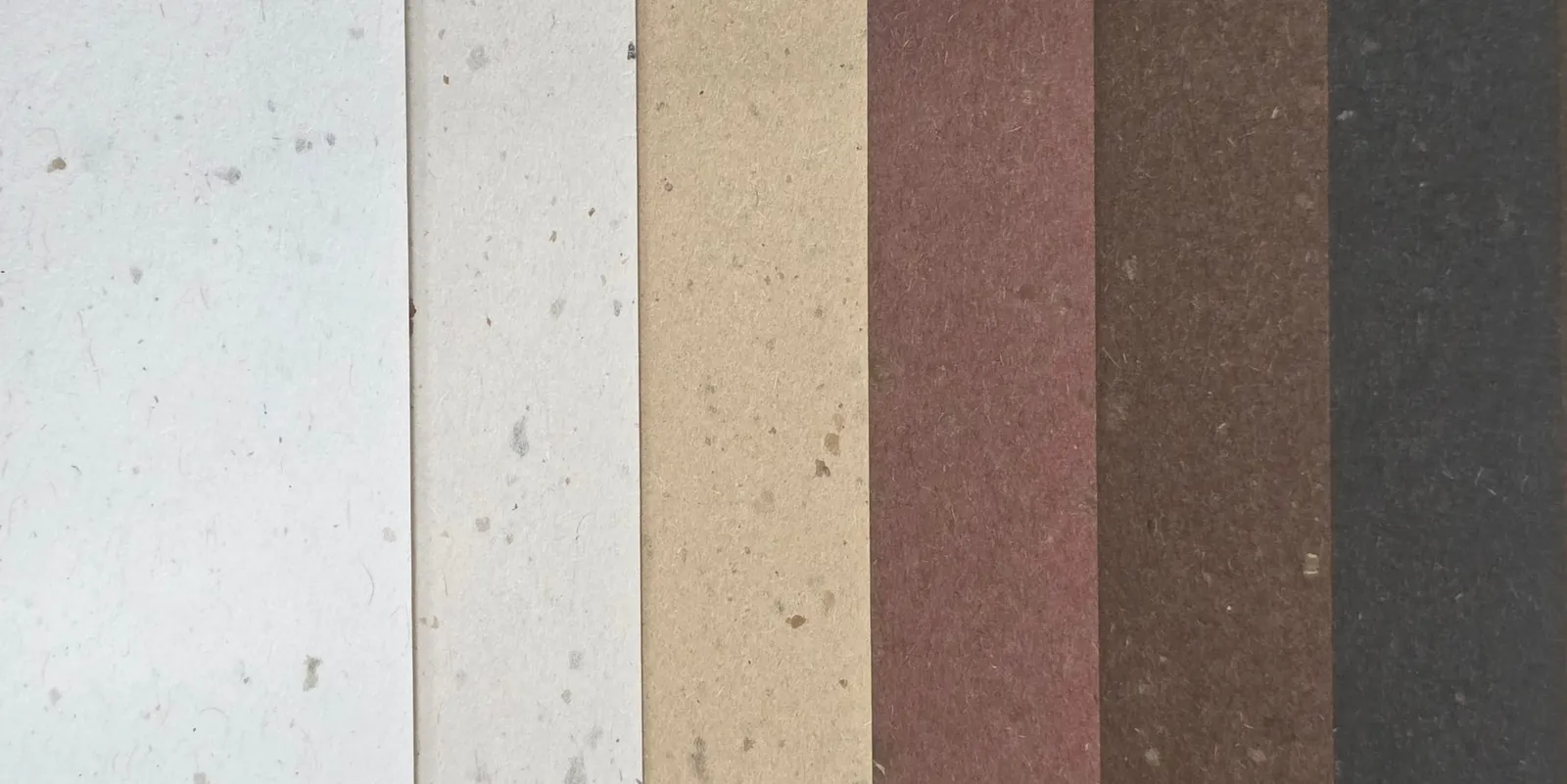 MILK COFFEE PAPER の6色。左のFrappeから右のEspressoへ、ミルクから黒珈琲へ濃くなる