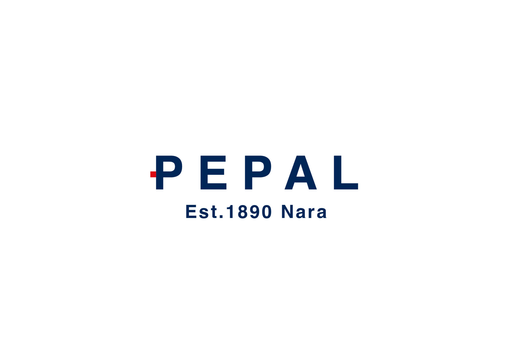 株式会社ペーパルの英字ロゴ「PEPAL」。先頭のPから赤い点が飛び出しており、Pのなかにプラスを組み込んだデザイン